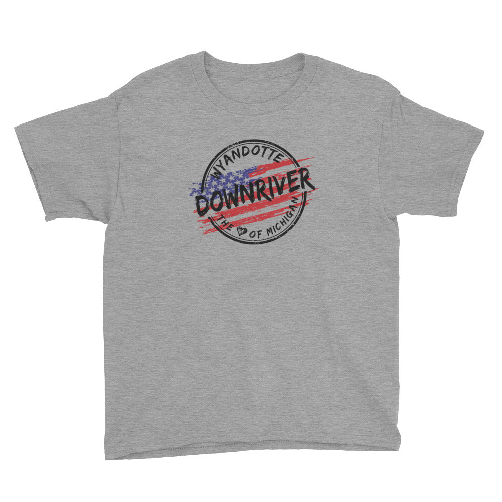 Youth Wyandotte Michigan Downriver Flag Short Sleeve T-Shirt (5 Colors)