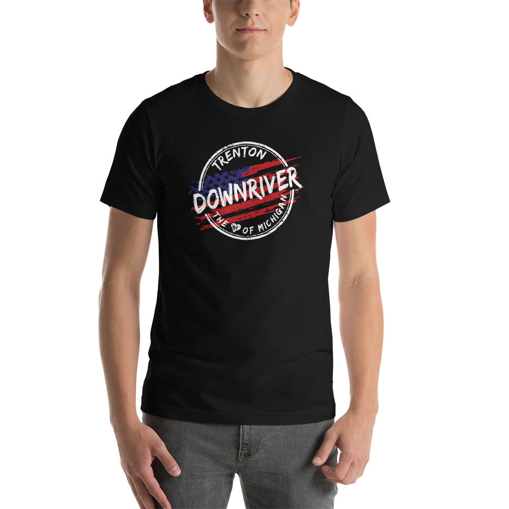 Trenton Michigan Downriver Flag Black Short-Sleeve T-Shirt