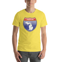 Textured Print Trenton Michigan Interstate Sign Short-Sleeve Unisex T-Shirt (7 Colors)