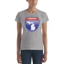 Textured Print Trenton Michigan Interstate Sign Women's short sleeve t-shirt (6 Colors)
