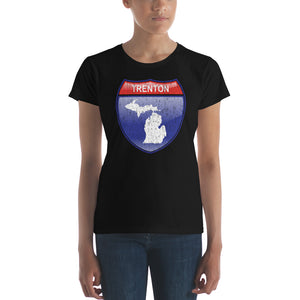 Textured Print Trenton Michigan Interstate Sign Women's short sleeve t-shirt